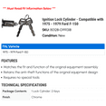 thumbnail image 2 of Ignition Lock Cylinder - Compatible with 1975 - 1979 Ford F-150 1976 1977 1978, 2 of 2