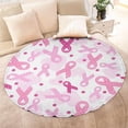 thumbnail image 4 of Pink Breast Cancer Round Blanket,Comfortable Soft Flannel Throw Blanket,All Season,Warm Lightweight Blankets for Sofa Bed Couch Living Room Chair 47"x47", 4 of 5