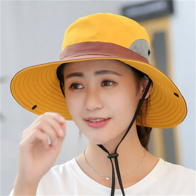 Under $10 Sun Hats Yellow Women Hats Foldable Cooling Mesh Ponytail Sun Protection Cap Wide Hole Hat Mesh Baseball Caps