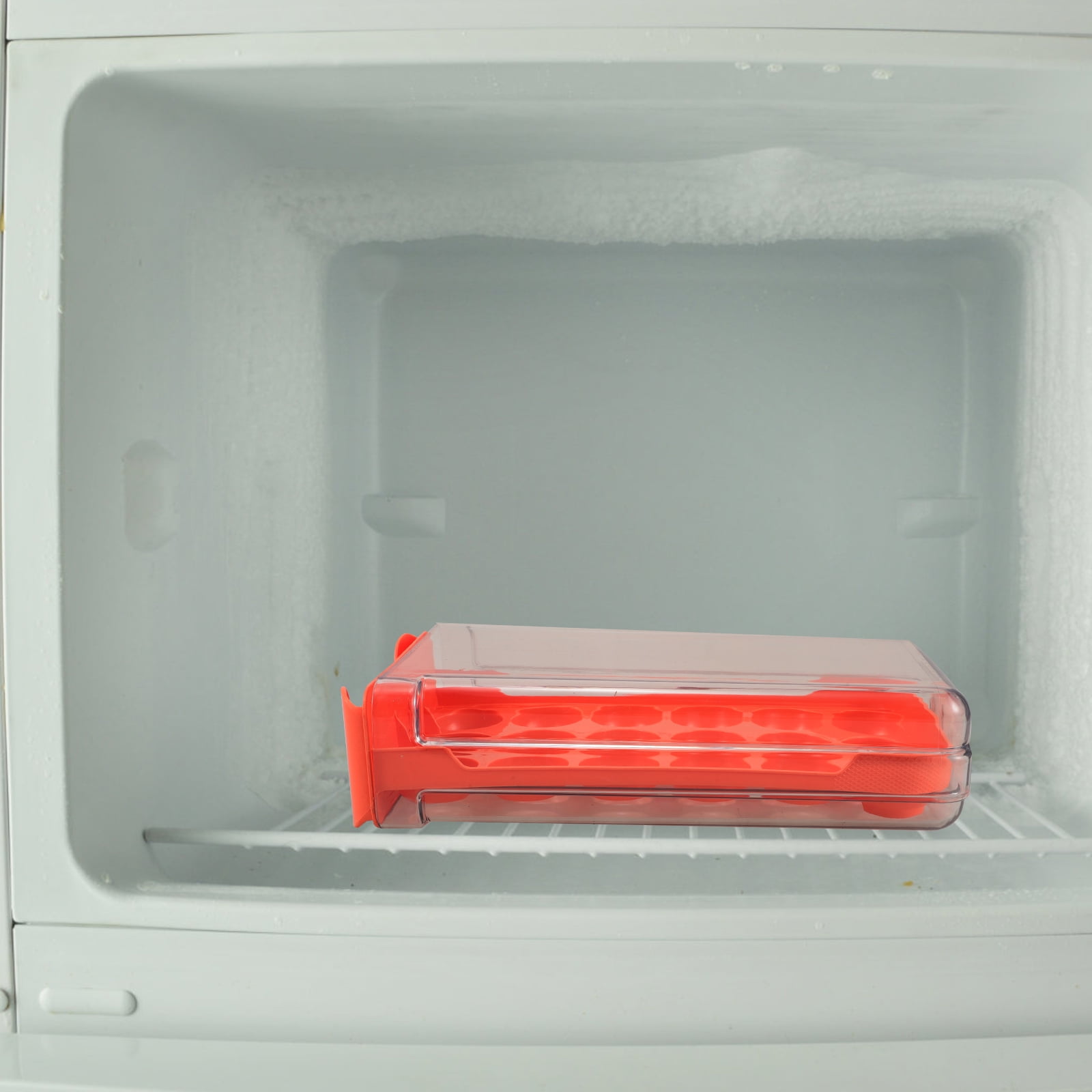 FRCOLOR Transparent Stackable Egg Holder for Fridge with Drawer Access Durable Reusable Plastic Orange 18 Count