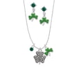 thumbnail image 1 of Delight Jewelry Silvertone Shamrock with Celtic Knot Green Shamrock Necklace and Clover Earrings Jewelry Set, 1 of 5