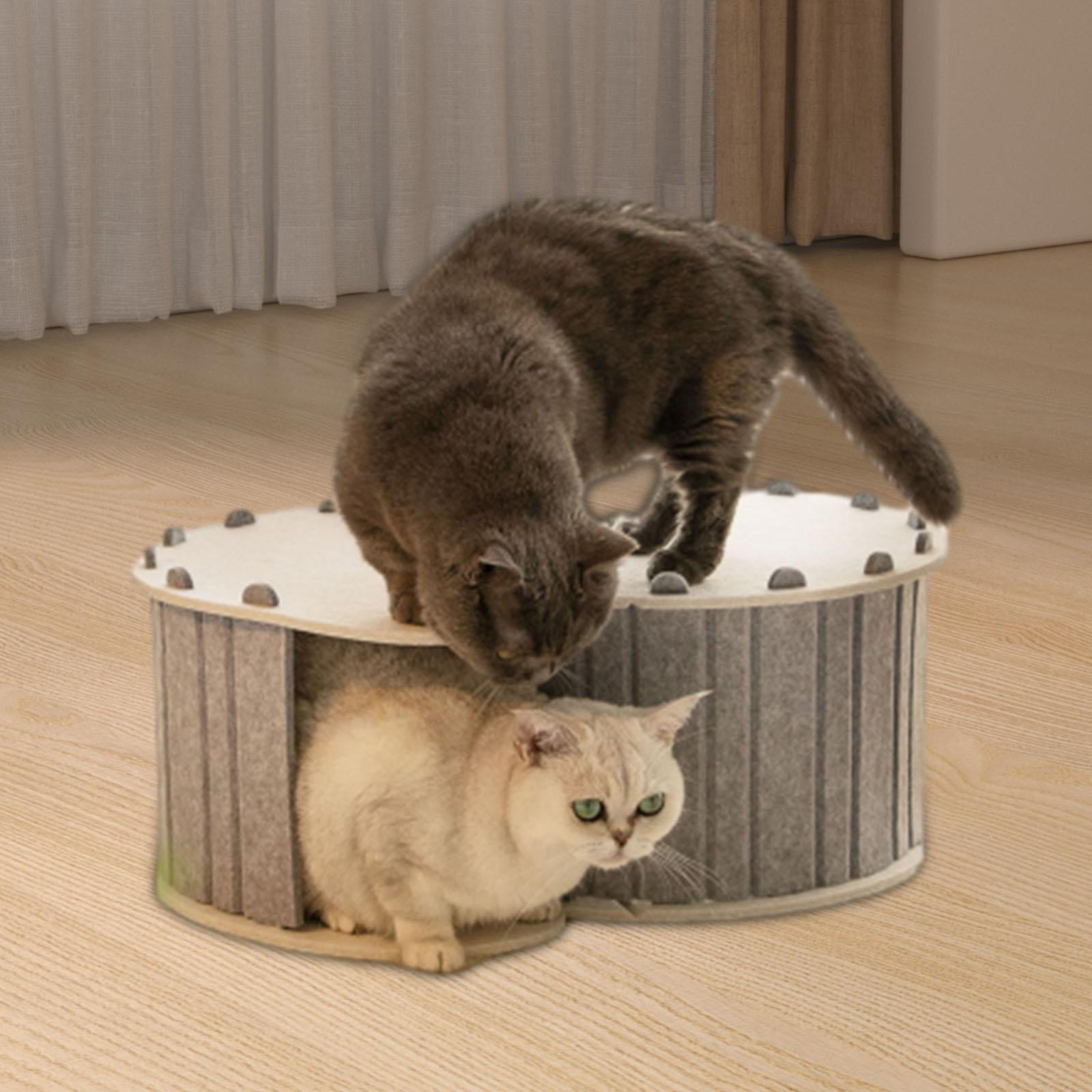 Stgfyxgs Cat Tunnel Bed, Pet Cat House All Seasons Hideout Portable Breathable with 2 Holes Removable Cover Compact Cat Nest Hideaway Cave Gray