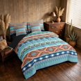 thumbnail image 2 of Manfei Boho Aztec Full Size Bedding Sets, Tribal Geometric Full Size Bed in a Bag, Multicolor Blue Green, Black Reversible 7pcs, 2 of 6