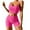 Hot Pink, variant on Women’s 2-Piece Yoga Set, High Waisted Workout Shorts & Sports Bra, Ribbed Seamless Athletic Outfit for Gym & Fitness