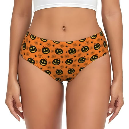 Womens Underwear - halloween spider web pumpkins No Show Seamless Underwear for Women  Kawaii Soft Stretch Women s Panties  Hipster Ladies Panties Bikini Underwear Briefs