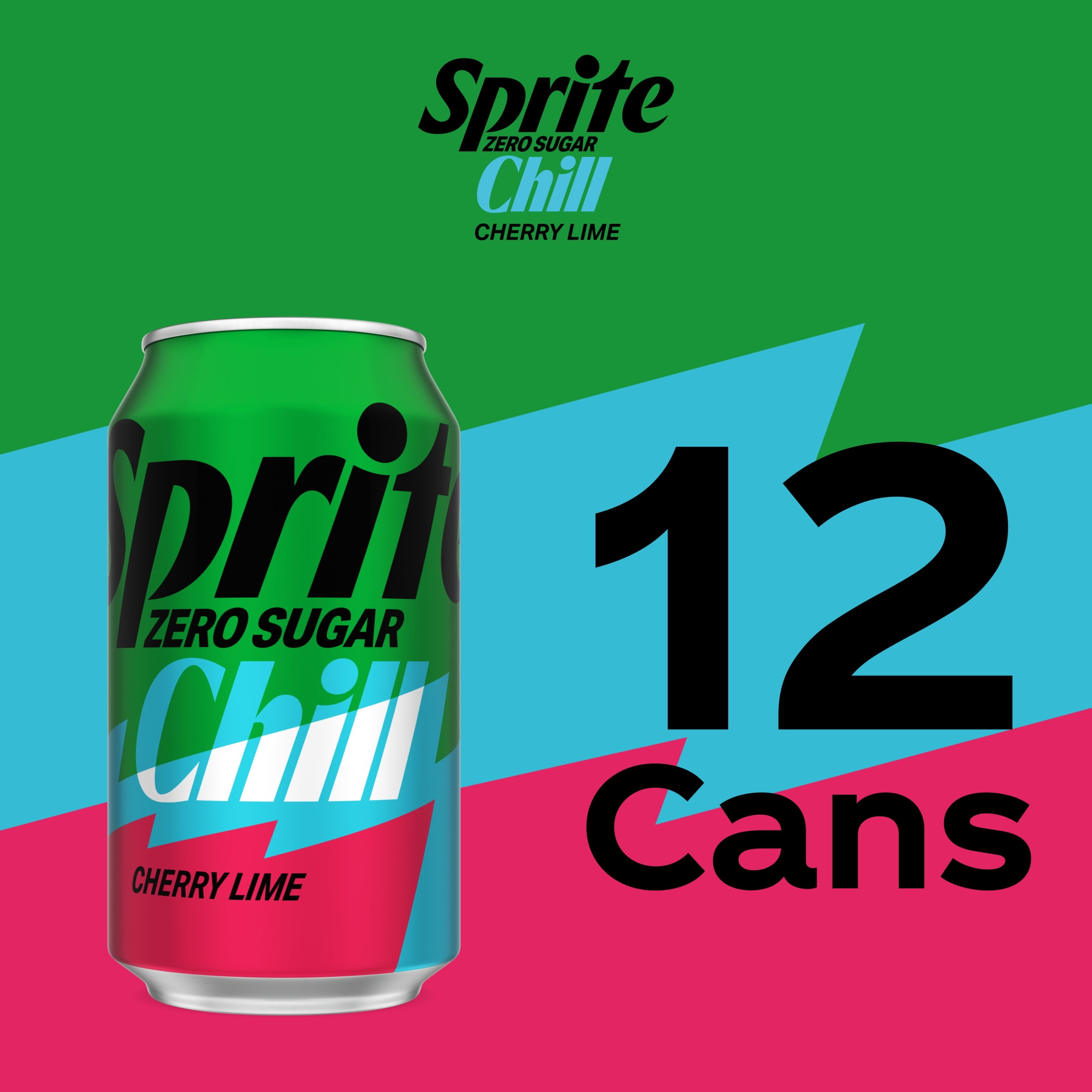 (3 pack) Sprite Zero Sugar Chill Cherry-Lime Caffeine Free Soda Pop Fridge Pack Cans, 12 fl oz, 12 Pack