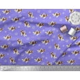 thumbnail image 3 of Soimoi Purple polyester Crepe Fabric Bird,Paw & Cocker Spaniel Dog Print Fabric by Yard 42 Inch Wide, 3 of 3