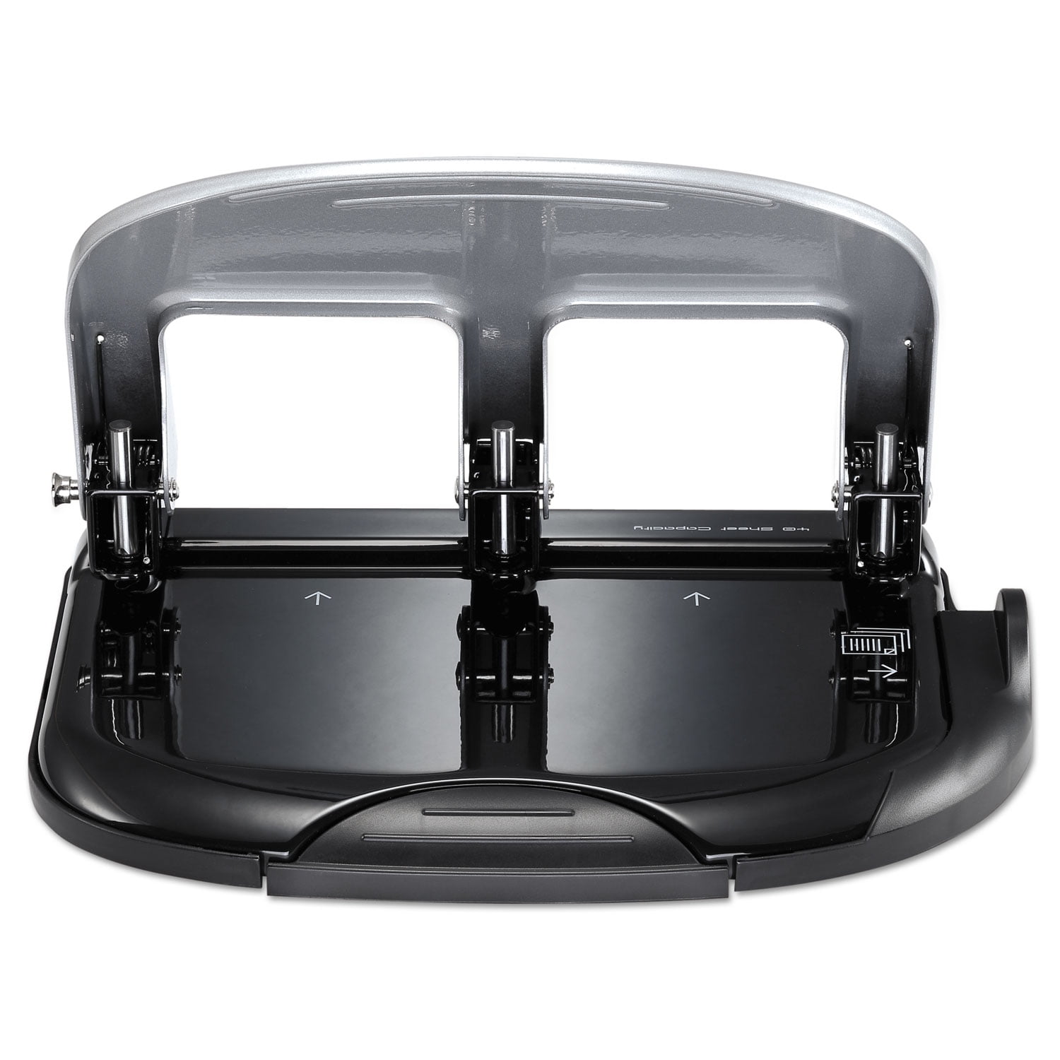 Stanley Bostitch Ez Squeeze Two-Hole Metal Punch, 20-Sheet Capacity, Black/Silver