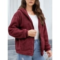 thumbnail image 2 of Cuteduck Womens Sherpa Jacket Fuzzy Fleece Zip Up Winter Hoodies Coat, S-2XL, 2 of 9