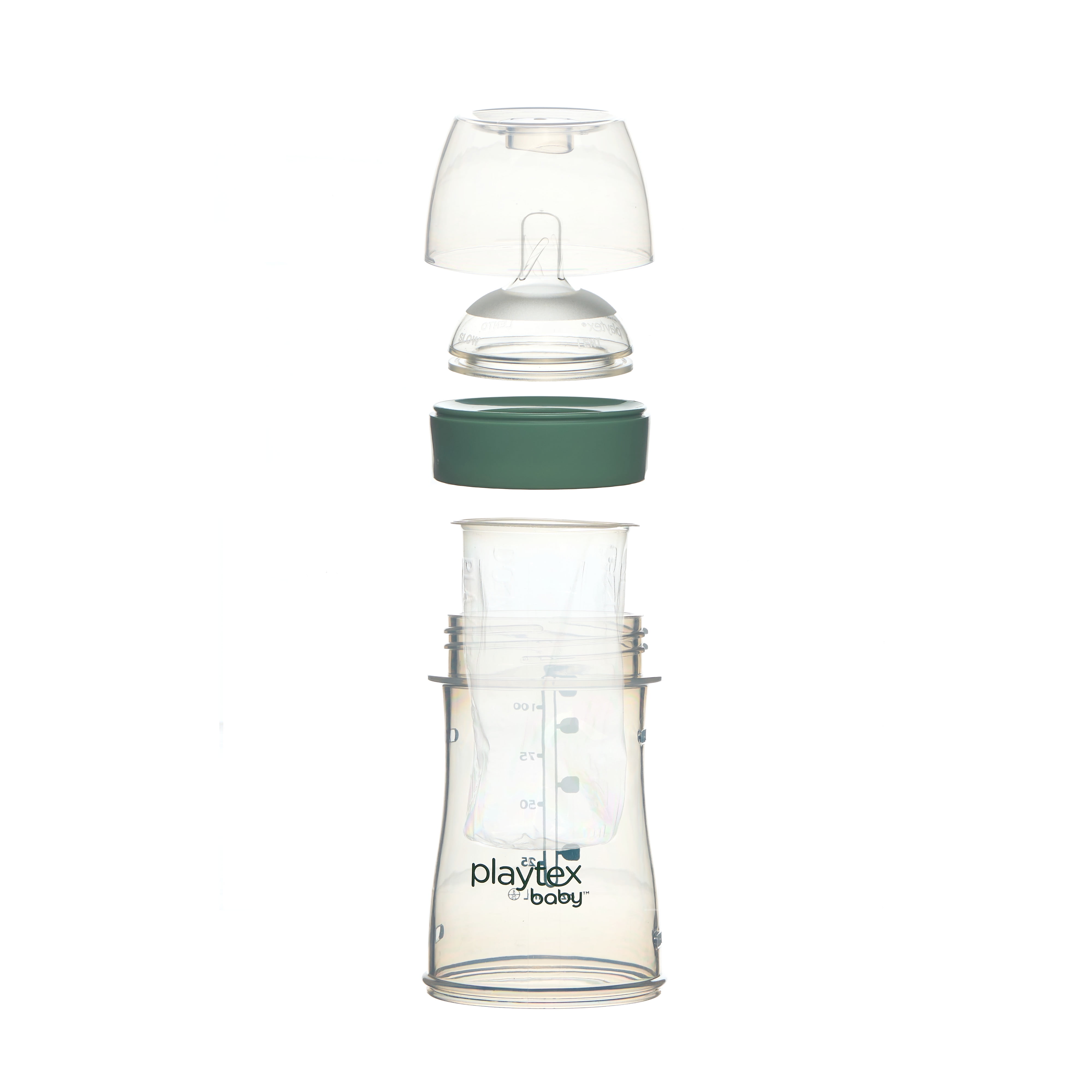 Playtex Baby Nurser Clear Anti-Colic Baby Bottle with 15 Drop-ins Liners, 4 oz, 3 pack