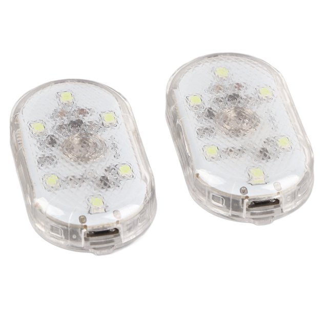 Luz interior del coche, 2 piezas de luz LED con interruptor táctil para interior del coche, lámpara ambiental inalámbrica, integración perfecta