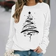 thumbnail image 5 of Nmnitkp Sweatshirt For Women Round Neck Christmas Printed Sweatshirt Long Sleeved Top Sweatshirt White,M, 5 of 5