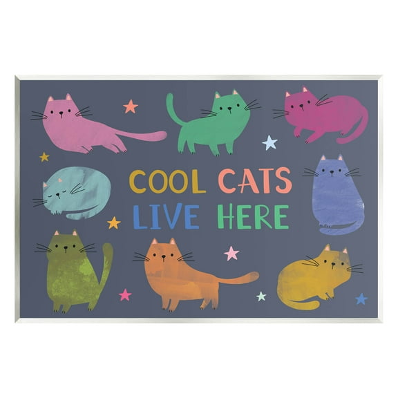 Cool Cats Live Here Phrase Animals & Insects Graphic Art Unframed Art Print Wall Art