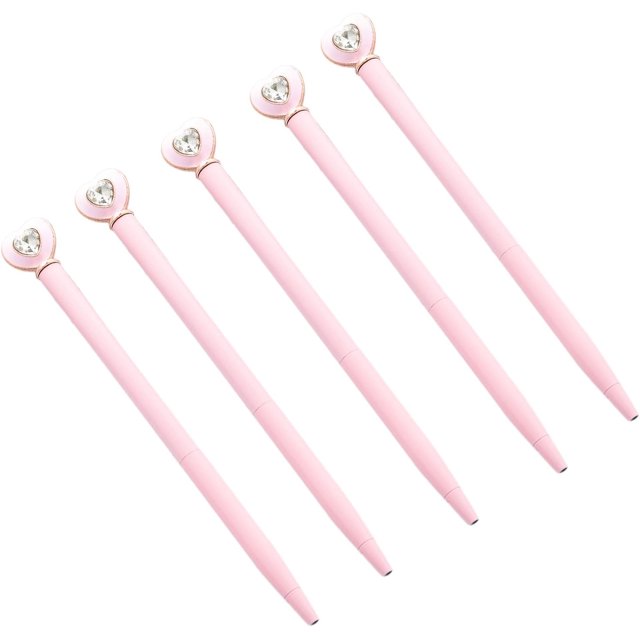 6Pcs Heart Crystal Ballpoint Pen Twist Action Ballpoint Pen Smooth to Write