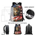 thumbnail image 6 of Uourmeti Distressed American Flag with Wolf Print Backpack for Men, 17 Inch Soft Durable School Backpack for Travel Work, 6 of 6