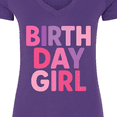 thumbnail image 4 of Inktastic Birthday Girl Pink Purple Ombre Women's V-Neck T-Shirt, 4 of 5