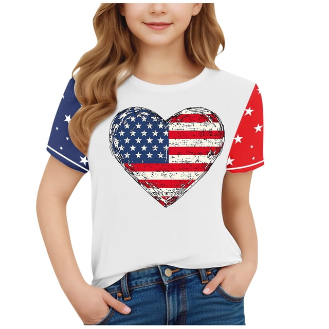 T-Shirt Graphique à Manches Courtes pour Enfants, Col Rond, Mélange Doux de Polyester-Spandex, Respirant, Tenue Décontractée, pour Garçons et Filles de 3 à 14 Ans