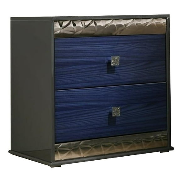 Zara Nightstand w 2 Drawers- Crystal Knobs