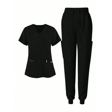 GXIPO Scrubs for Women Set Medical Nursing Uniforms Set Athletic V-Neck Scrub Top & Jogger Pant with Pockets Workwear