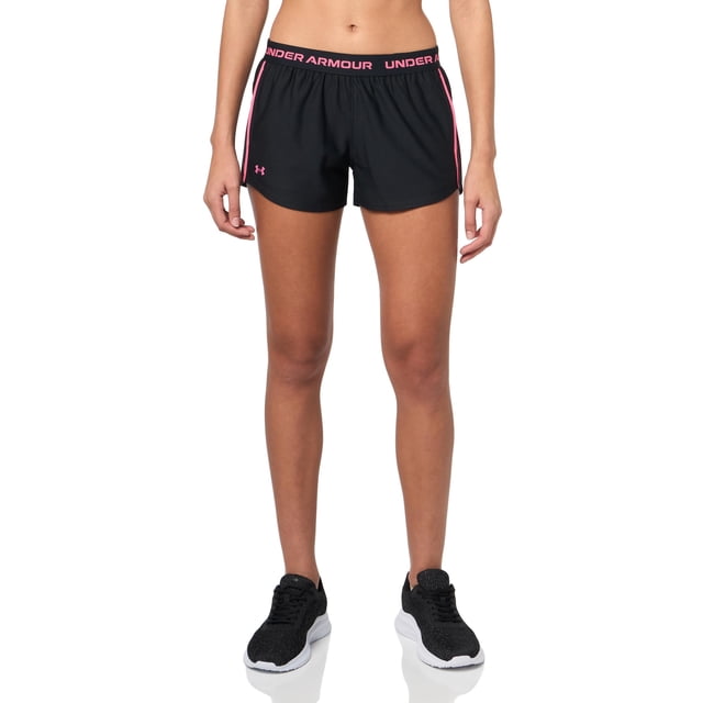Pantalones cortos deportivos Under Armour Tech Play Up para mujer, negro/rosa