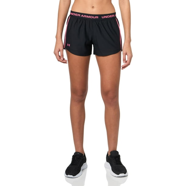 Pantalones cortos deportivos Under Armour Tech Play Up para mujer, negro/rosa