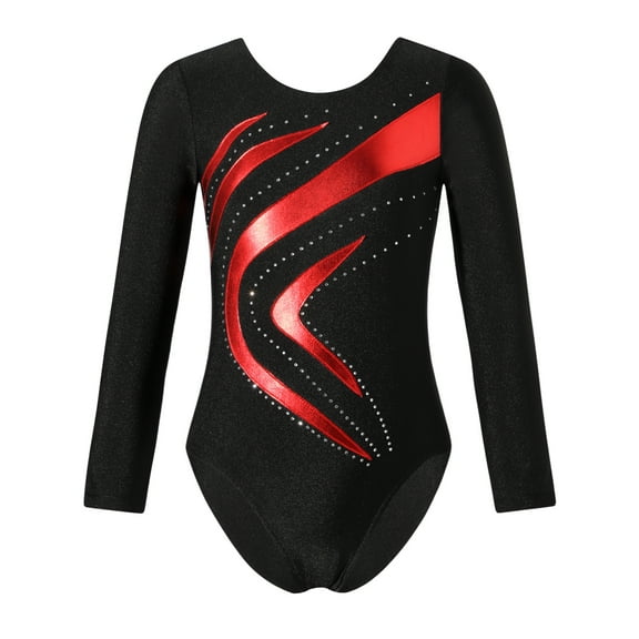 Miutii Girls' Dance Unitards Jumpsuit Athletic Workout Biketards 4-14 Years Gymnastics Leotards Dance Clothes Red 8