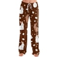 thumbnail image 5 of Adult Easter Pajamas Drawstring Stretch Waist Trendy Pjs Funny Bunny Print Baggy Wide Leg Pants (Brown,XL), 5 of 5