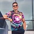 thumbnail image 3 of Lsque Geometry Dash Pattern Golf Shirts for Men Dry Fit Print Moisture Wicking Performance Short Sleeve Polo Shirt-3X-Large, 3 of 7