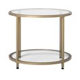 thumbnail image 4 of Studio Designs Cambre à la Maison 2 Niveaux Moderne 26" Bout Rond/sidetable en Or/verre Clair, 4 of 5