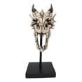 thumbnail image 2 of Ferocious Terra Bone Dragon Head Skull On Museum Pole Stand Display Figurine 12", 2 of 8
