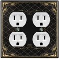 thumbnail image 1 of Metal Light Switch Plate Cover Black Yellow French Victorian Frame Damask FRA002, 1 of 13