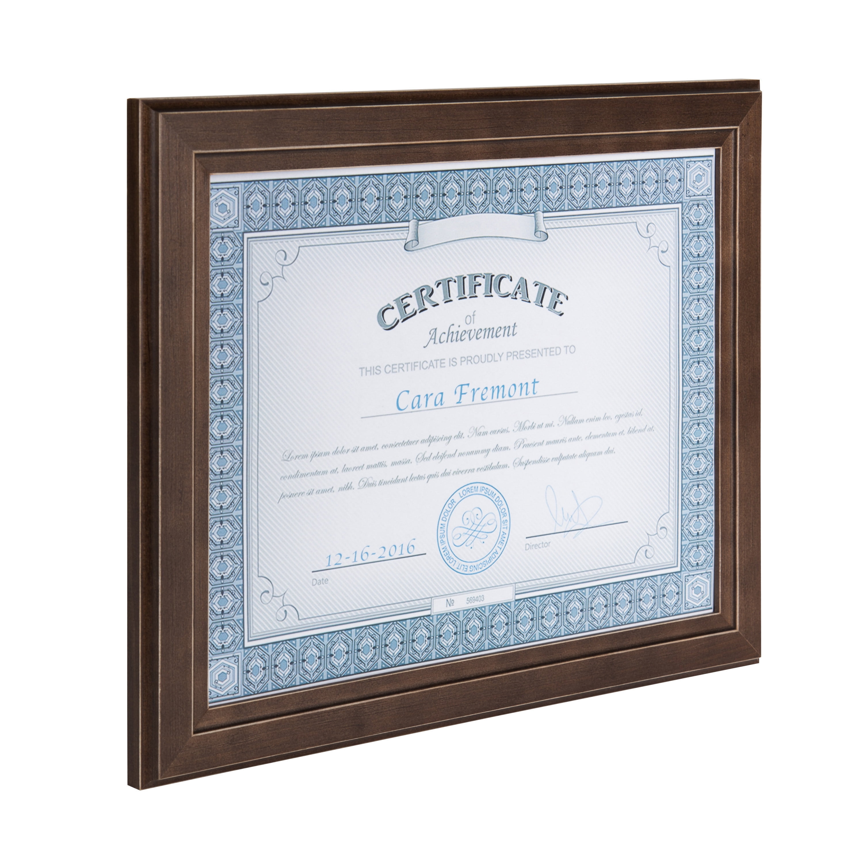 DesignOvation Kieva Solid Wood Document Frames, Distressed Espresso Brown 8.5x11, Pack of 6