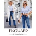 thumbnail image 4 of Ekouaer Silk Pajamas for Womens Set 2 Piece Satin Pjs Soft Button Down Sleepwear Wide Leg Long Pants with Pockets, 4 of 6