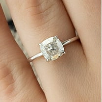 solitaire jewels 2CT Cushion Moissanite Hidden Halo Engagement Ring For Women, 10K White Gold