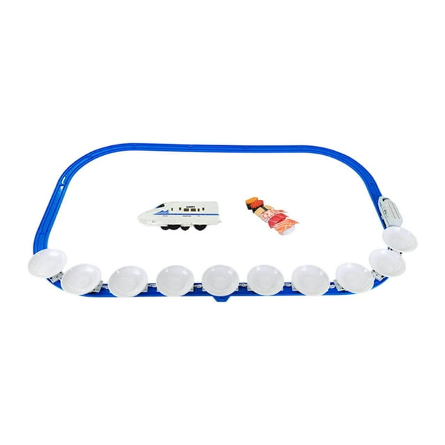 Tren de sushi giratorio, juguete de rol con pilas, regalo creativo para niños. 2 cabezas de tren