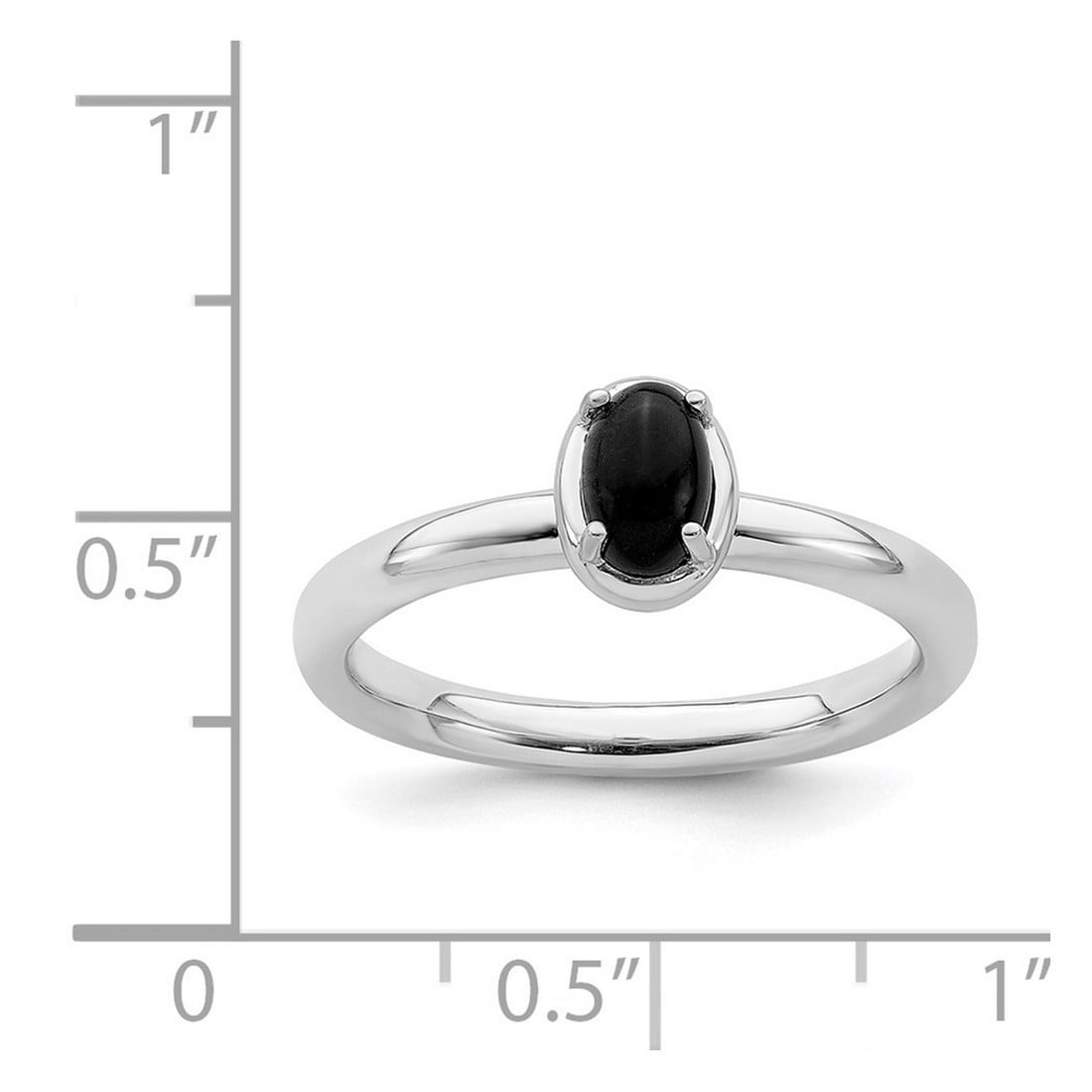 2.25mm 925 Sterling Silver Prong set Stackable Simulated Onyx Polished Ring Size 8 Stackable Ring for Women
