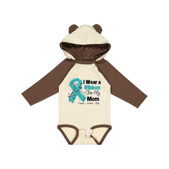 Inktastic Mom Ovarian Cancer Ribbon Boys or Girls Long Sleeve Baby Bodysuit