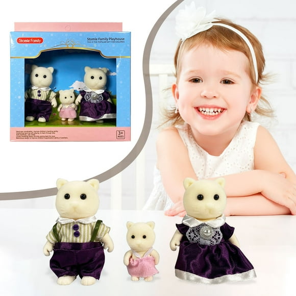 Calico Critters Milk Rabbit Family - Set of 4 Collectible Doll Figures for Children Ages 3+