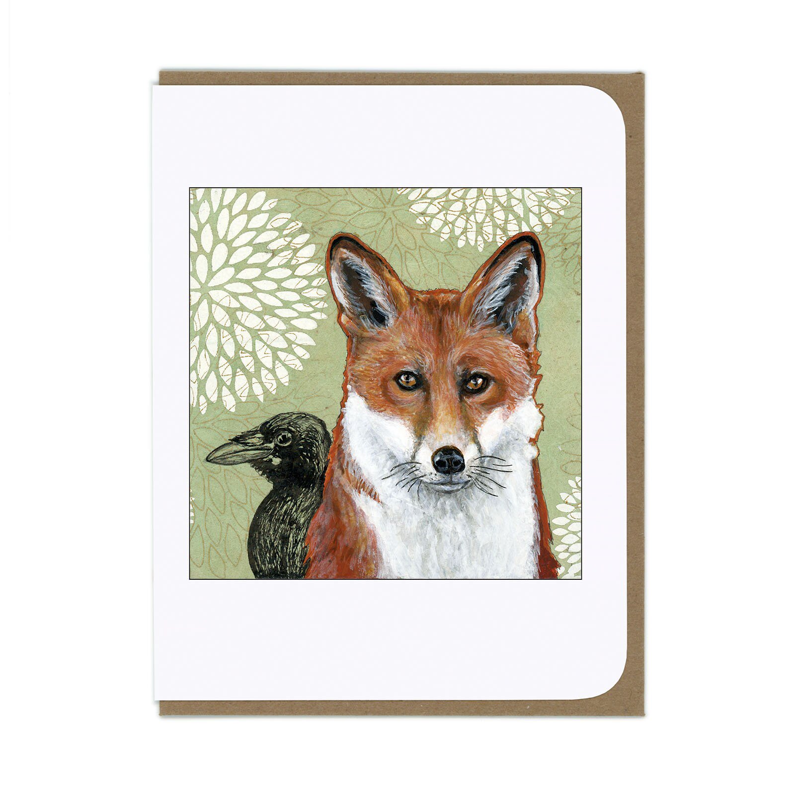 Fox and Crow Greeting Card, Woodland Animal Stationery, Wildlife Illustration Note Card, Blank Forest Friend Art for Any Occasion, Nature-Inspired Wildlife Paper Goods