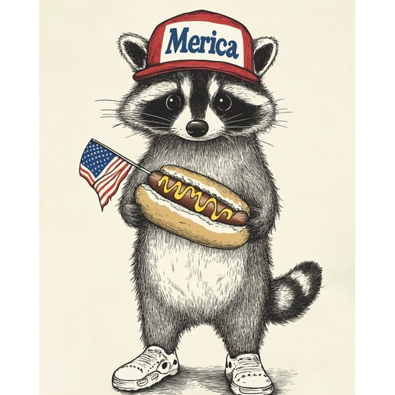 Paint by Numbers for Adults Kids BeginnerAmerican Raccoon Hot Dog DIY Acrylic Painting by Numbers Kits with Brushes Acrylic Pigment Home Decoration Brithday Gifts 16 x 20 inch
