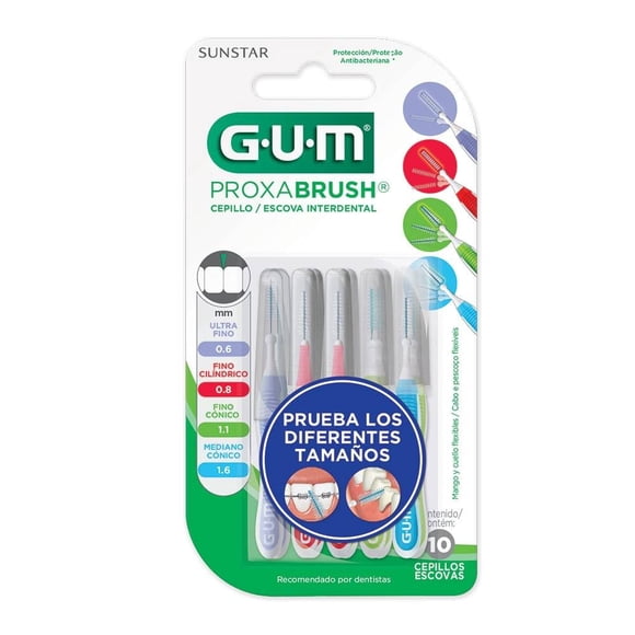 Cepillo interdental GUM con cerdas diferentes tamaños 5 pzas