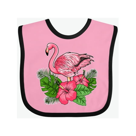 

Inktastic Flamingo with Tropical Flowers Gift Baby Boy or Baby Girl Bib