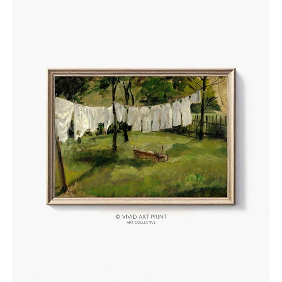 Vintage Wall Laundry Room Art "Washline" Wall Art, Vivid Art Print Wl-801 Wall Art, Modern Wall Decor, 8x12 UNFRAMED