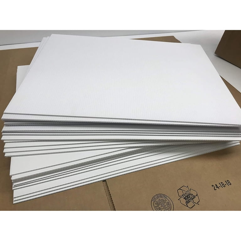 Greenstar Corrugated Plastic Sign Blanks - 24x18 Inches, 4mm Thick, Short Flute, White (Pack Of 50)