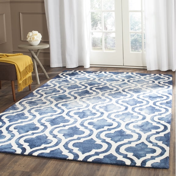 Safavieh Dip Dye Jolyon Geometric Wool Area Rug, Navy/Ivory, 5' x 8'