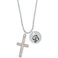 thumbnail image 1 of Delight Jewelry Stainless Steel Proverbs 3:15 - She is Precious Engraved Cross - Silvertone Script Initial Disc - B - Charm Necklace, 20"+3", 1 of 4