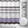 thumbnail image 2 of No Hook Shower Curtain, Purple Geometric Shower Curtains for Bathroom with See Through Top Window, Stripes Boho Spring Flowers Country Rural Waterproof & Washable Bath Curtain Long 72"x78", 2 of 9