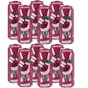 (12) Peace Tea Razzleberry Tea Flavored Drinks No Artificial Flavors or Colors Canned Beverages for Home Pantry Summer Pool Beach Holiday Party Drinks 23 fl. oz & CUSTOM Storage Carrier