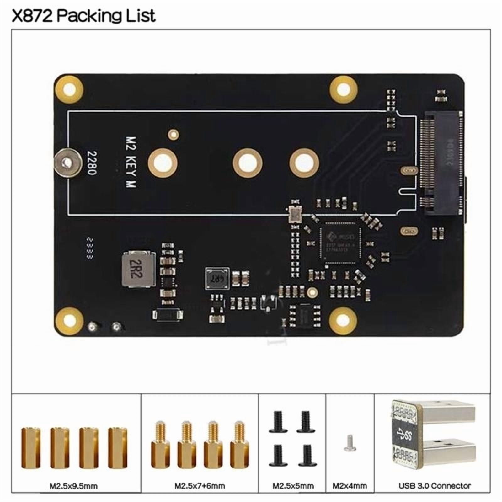 X872 USB 3.0 To NVMe SSD Expansion Board For Raspberry Pi 4, M.2 Drive 2230 2242 2260 2280 Compatible 5Gbps Transfer