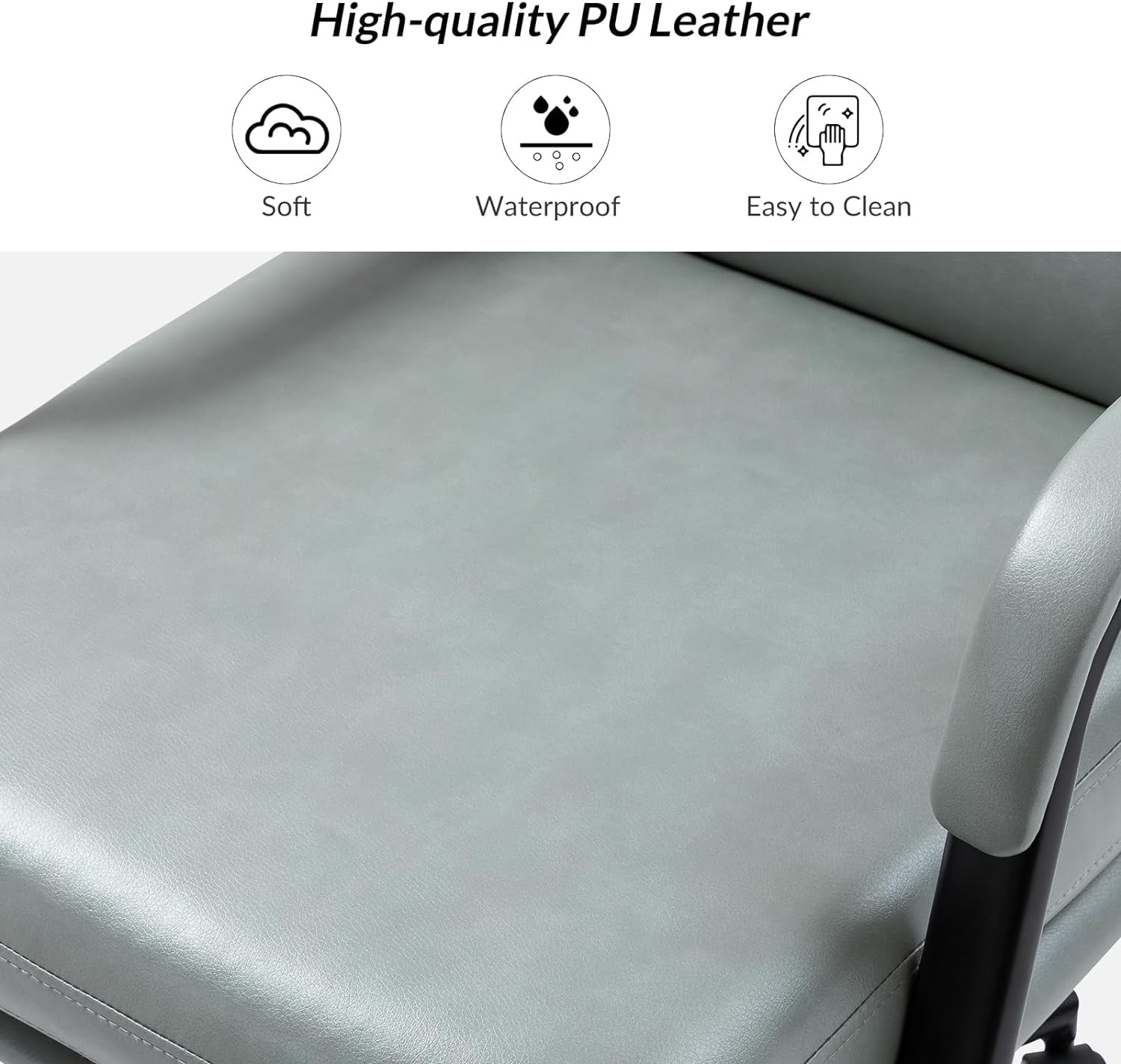 Faux Leather Home Office Chair, Swivel Task Desk Chair with Padded Cushion, Sage